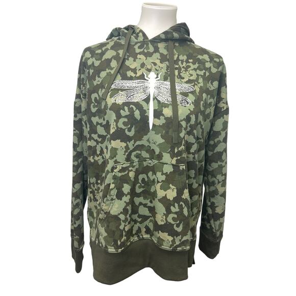 Athletic Works Other - Upcycled Hand Printed Mens Medium Dragonfly Camo Camouflage Sweatshirt Hoodie